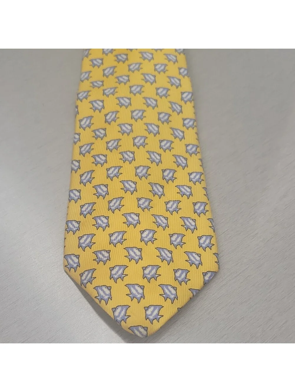 Robert Talbott Men's Yellow/Blue/White Geometric Woven Necktie Tie